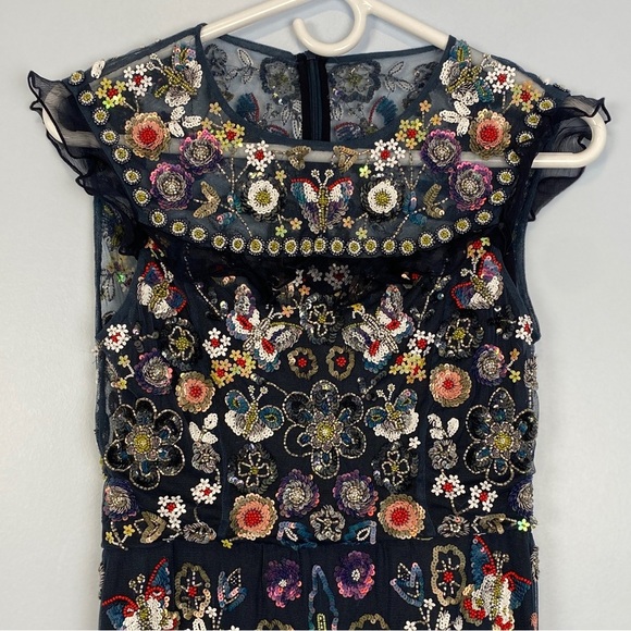 Needle & Thread Butterfly Garden Ruffle‎ Trimmed Embellished Tulle Dress Navy 6 - Picture 7 of 16